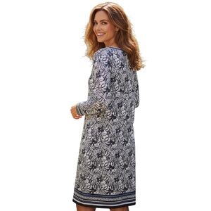 Max Studio Navy Blue & White Floral Dress Size Large